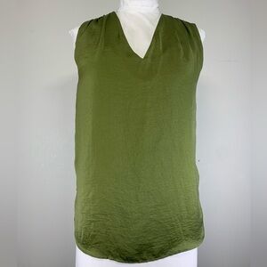 Koton Olive Green V-Neck Silky Sleeveless Blouse - Size: UK 6 / EUR 34 / US 2
